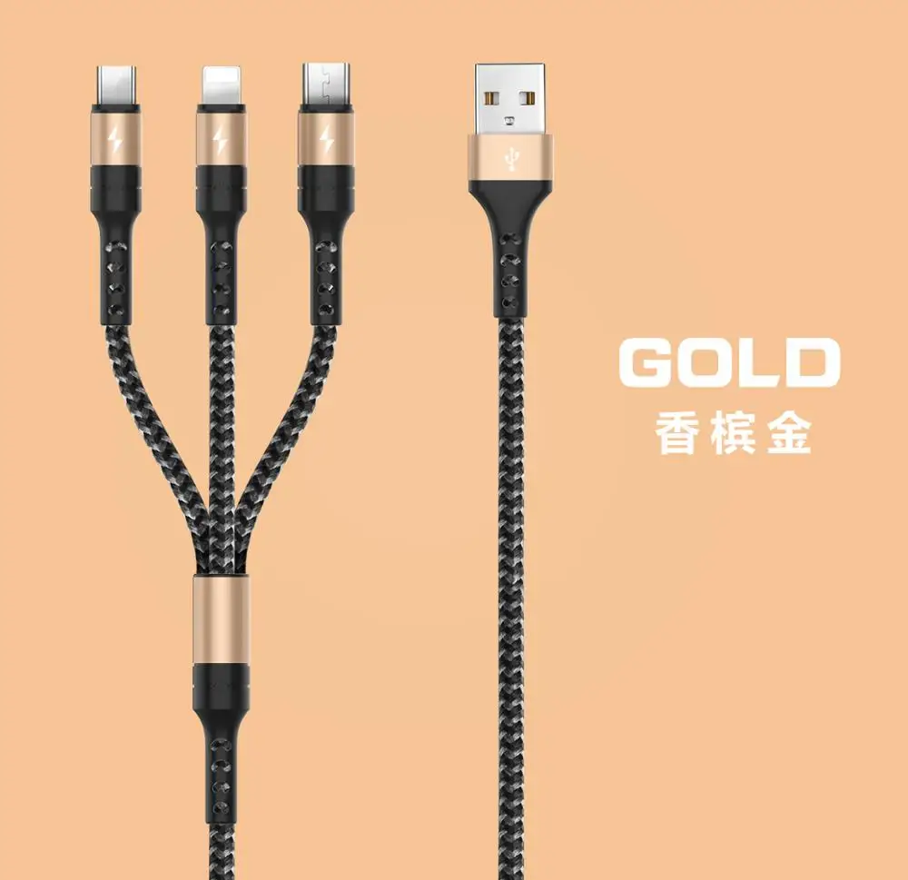 Мобильный USB Type C Micro для Lightning 3в1 кабель iPhone X xs max зарядный 3 в 1 Samsung Galaxy S9 S8