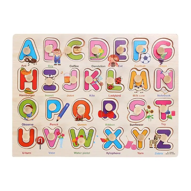 Деревянная головоломка для детей игрушки Детские цифры буквы Обучающие игрушки Дети Руки хватать Детские деревянные игрушки для раннего развития игрушки