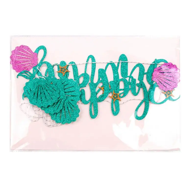 1 Set Mermaid Themed Birthday Letter Pull Flag Party Decoration MermaidHappy Birthday Banner Celebration Gifts Supplies