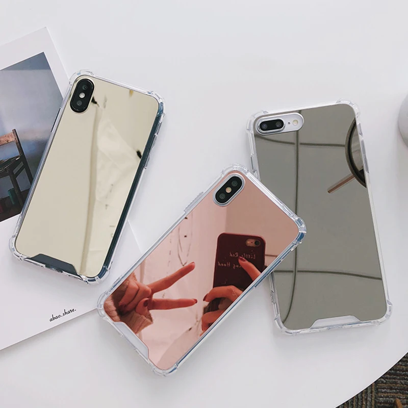 Роскошный зеркальный чехол для iphone XS Max XR силиконовый мягкий ударопрочный из ТПУ