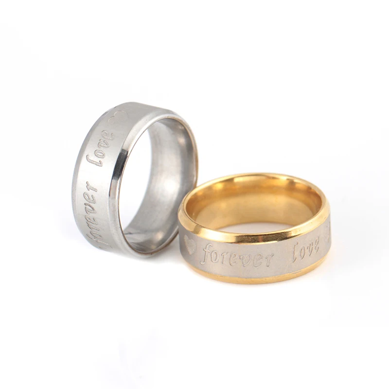 

Trendy Forever Love Wedding Bands For Women Silver Gold Color Promise Ring For Couple Lover Shellhard Men Jewelry Bague Femme