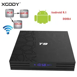 Оригинальный XGODY T9 Smart ТВ Box Android 8,1 Oreo 4 ядра 4 GB + 32 ГБ/64 Гб Bluetooth 4,1 Dual Band Wi-Fi Set top Box ТВ стример