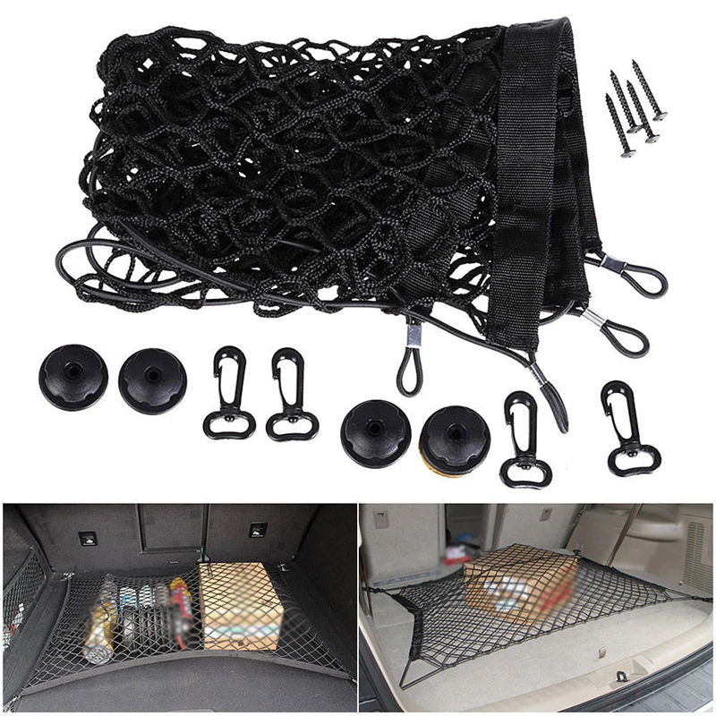 

Universal Car SUV Rear Trunk Cargo Net Mesh Storage Organizer Black 110*40cm