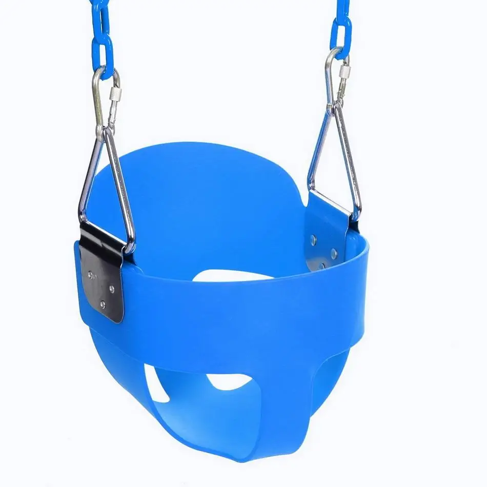 

3 Colors Outdoor kids full bucket swing play kids high back baby swing seat with 1.5 m coated playground chain