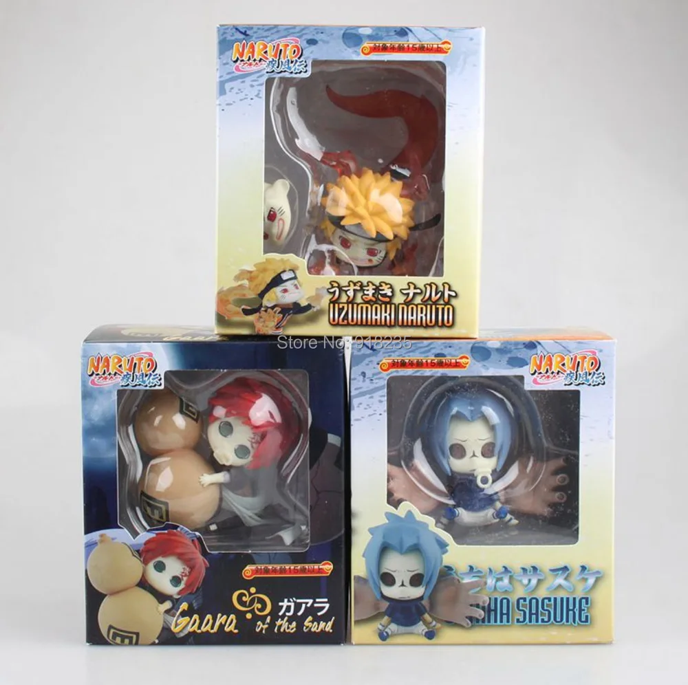 

10/Lot 3 Styles Anime Naruto Action Figure Brinquedos 6-8CM Q Version Naruto Sasuke Gaara PVC Model Figures Toys