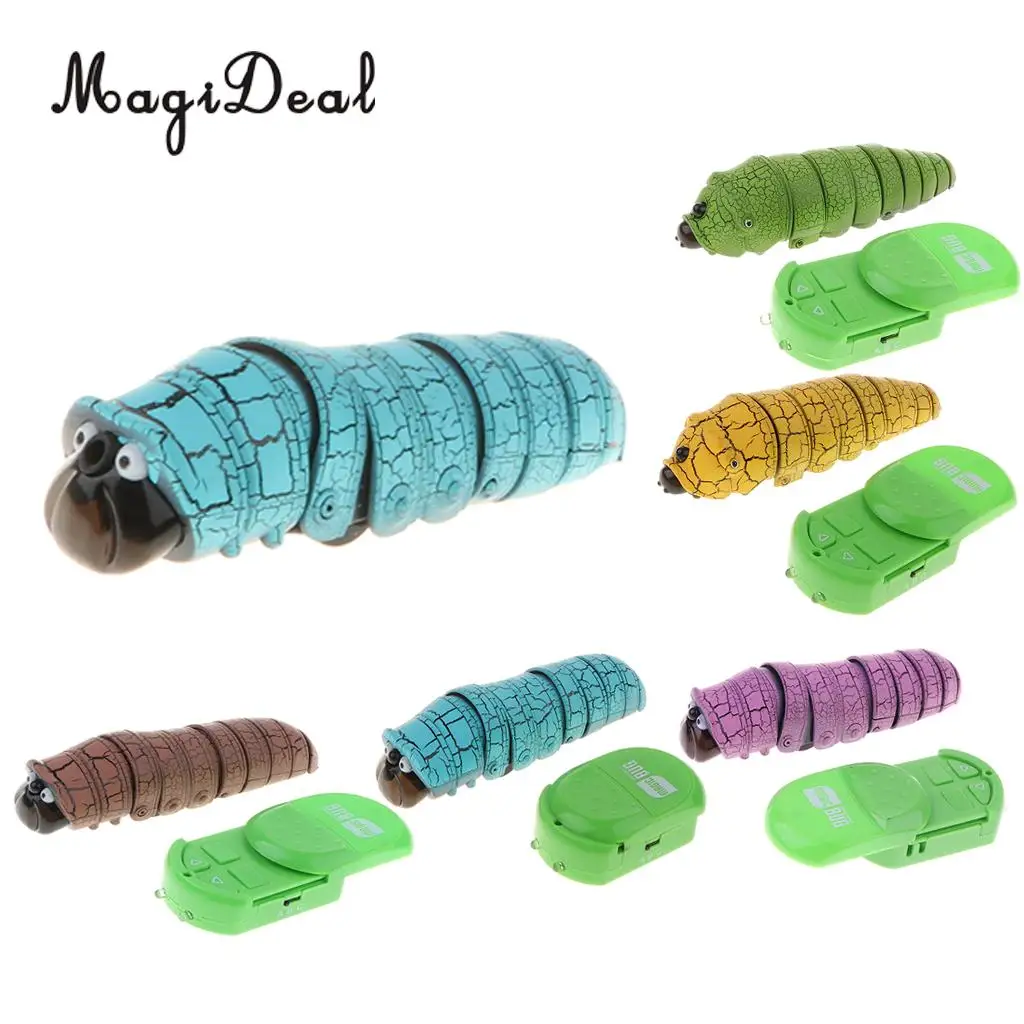 4 Inch Realistic Remote Control Caterpillar RC Bug Toy Party Prank