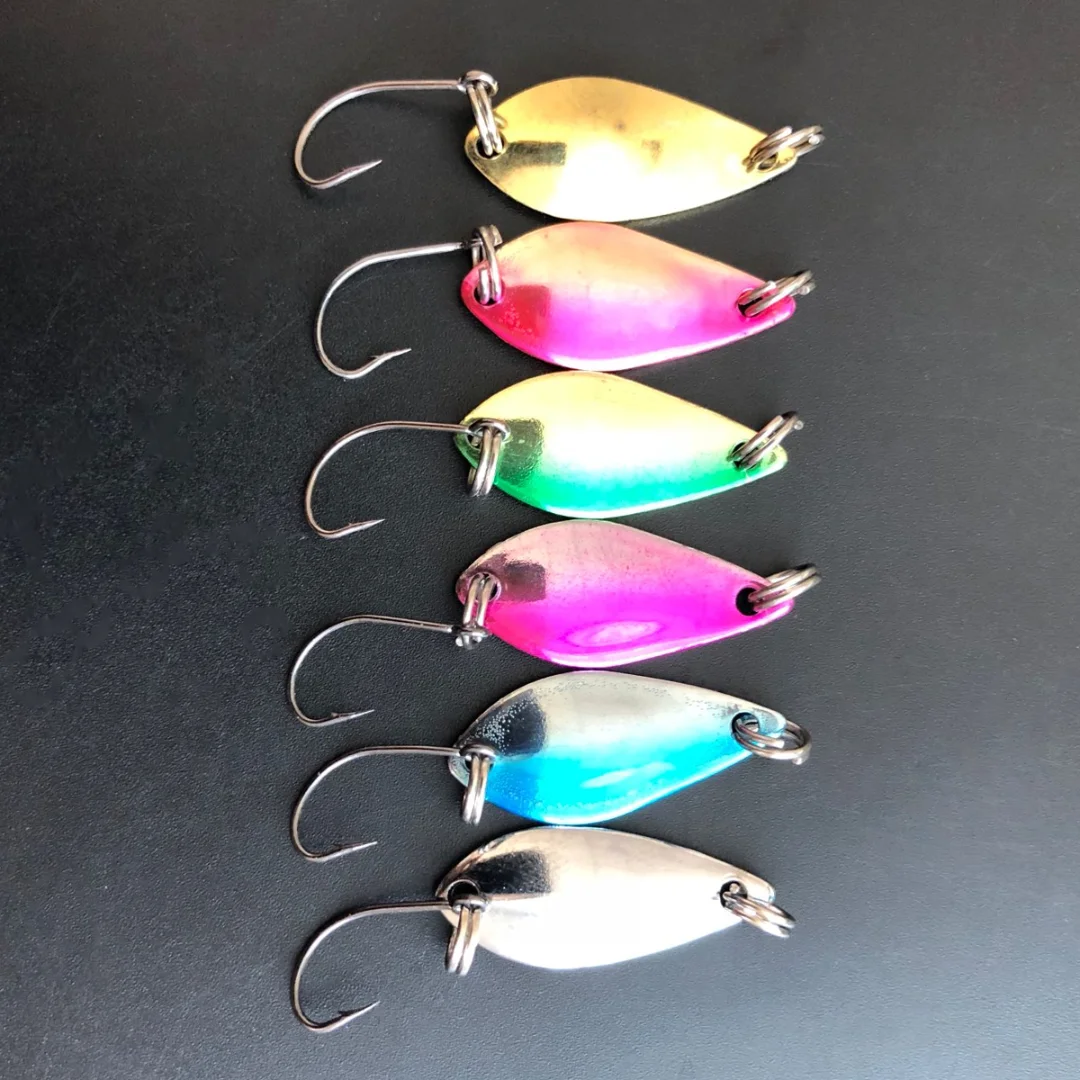 

6Pcs Fishing Lures Spoon Sequin Metal Hard Bait Spinner Spoon Artificial With Single Hook Wobbler Fishing Lure 2.5g
