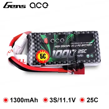 

Gens ace Lipo Battery 11.1V 1000mAh Lipo 3S Battery Pack 25C T Plug Batteries for Small Airplane Helicopter RC Plane FPV Drone