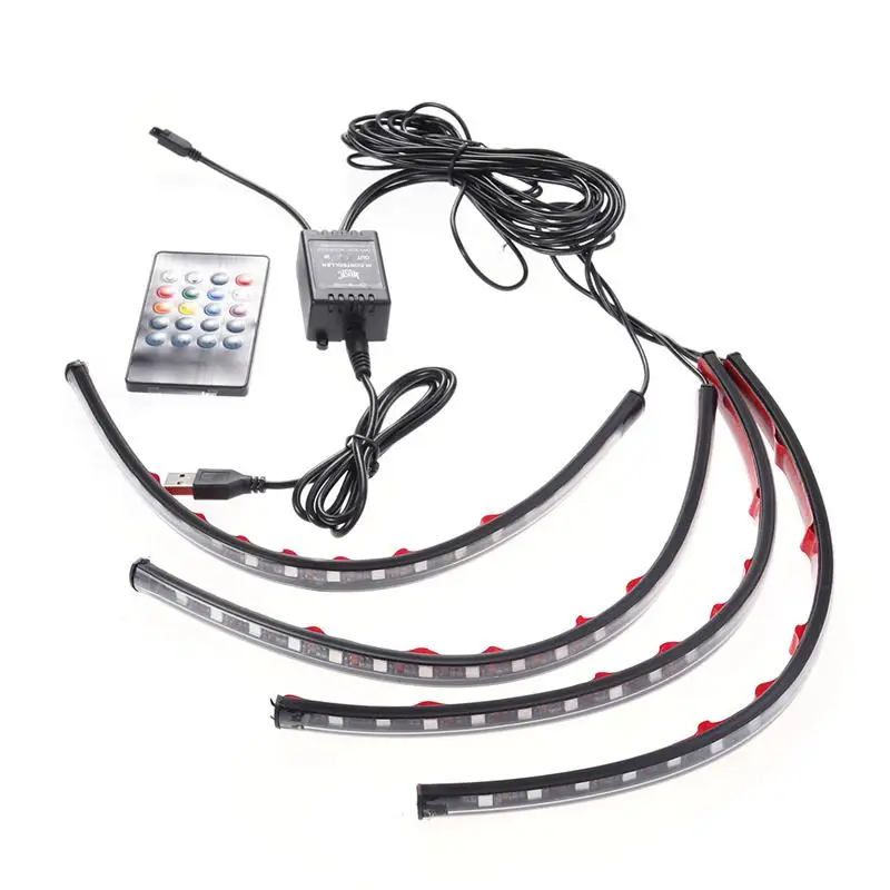 Интерьер автомобиля атмосфера неоновые огни RGB лампы полоса 72 LED USB порт с пультом