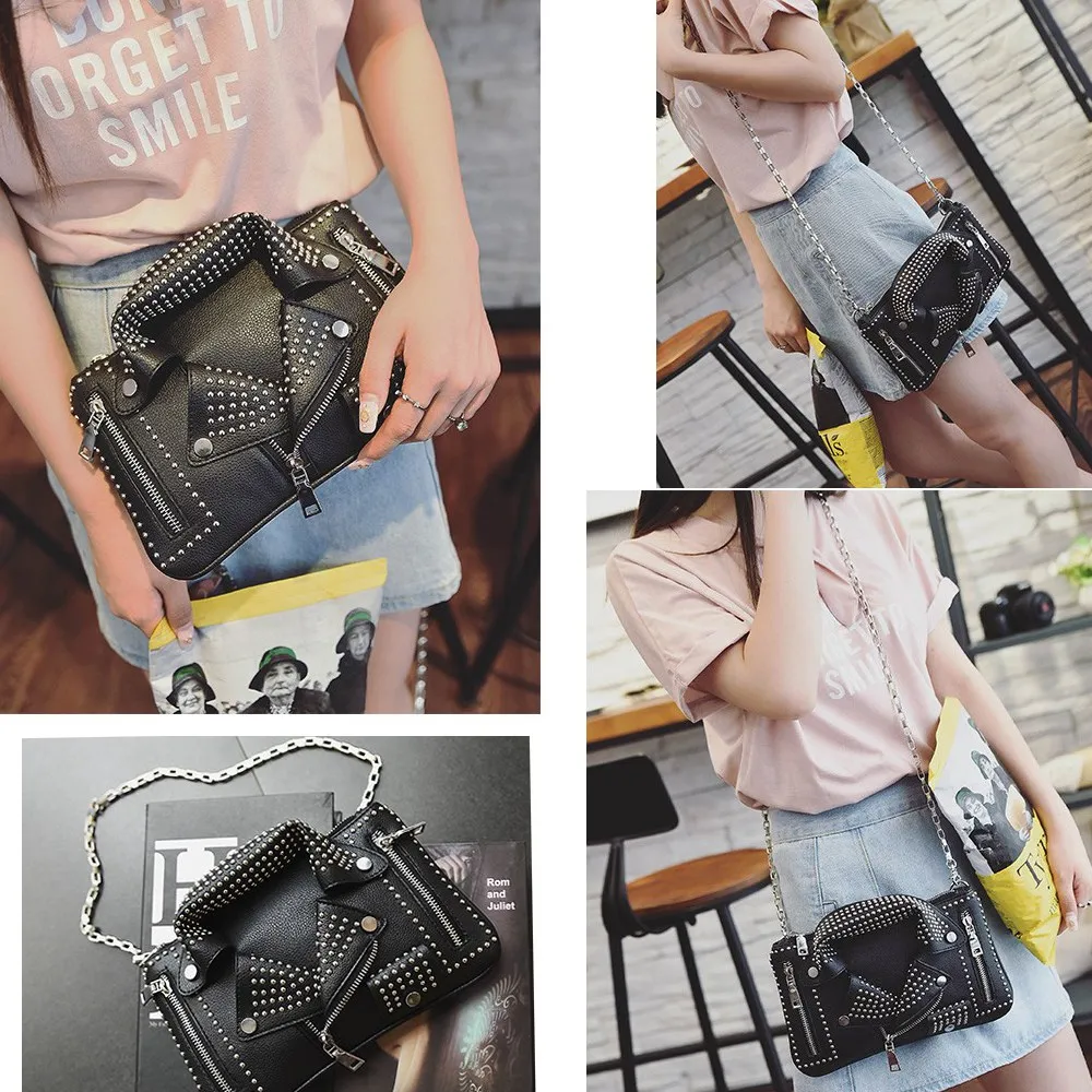 Женские сумки, Дизайнерские клатчи, модная мотоциклетная сумка на плечо с заклепками, новая летняя модная сумка на цепочке, сумка через плечо