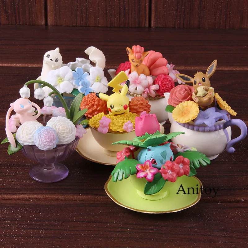 

FLORAL CUP Collection Pikachu Bulbasaur Dewgong Eevee Action Figure Collectible Model Toy 6pcs/set