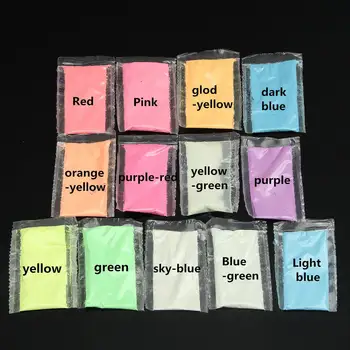 

13package/set Powder Luminous Phosphor Pigment for DIY Paint Print Glow in Dark Powder Dust Random Colors Night Coating