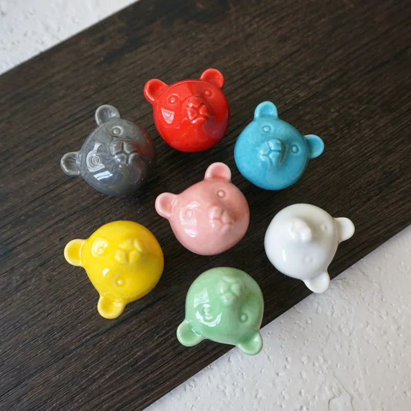 REECH Bear Cartoont ручки для выдвижных ящиков красочные детей комод шкафа ручка