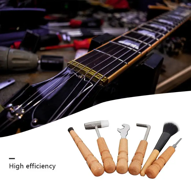 

7pcs Guitar Repairing Tool Maintenance Knob Wrench String Hammer Dust Removal Brush Pen Tool Kit