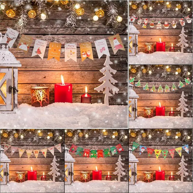 

Christmas Pull Flag Shopping Mall Stores Hanging Banners Xmas Pennant Bunting Decor New Year Party Home Christmas Decoration