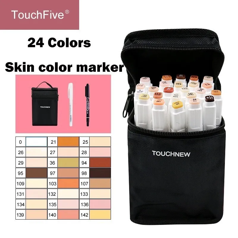 TOUCHFIVE 24 Colors Sketch Skin Tones Marker Pen Artist Double Headed Alcohol Based Manga Art Markers brush pen набор красок vallejo game color set skin tones 72295 8 красок по 17 мл