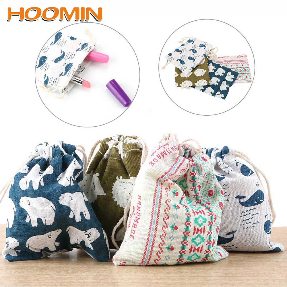Fabric Gifts Bag Travel Drawstring Storage Bags Sundries Small White Rope Pouch
