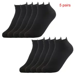 Для мужчин лето мягкие дышащие носки до щиколотки 1 пара/5 пара Low Cut Crew повседневные хлопковые смесовые носки черный/белый/серый #137