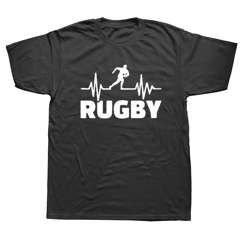 نبضات من Rugbying تي شيرت الرجال الصيف أزياء قصيرة كم T قميص القطن مضحك المطبوعة قمم رجل المحملة