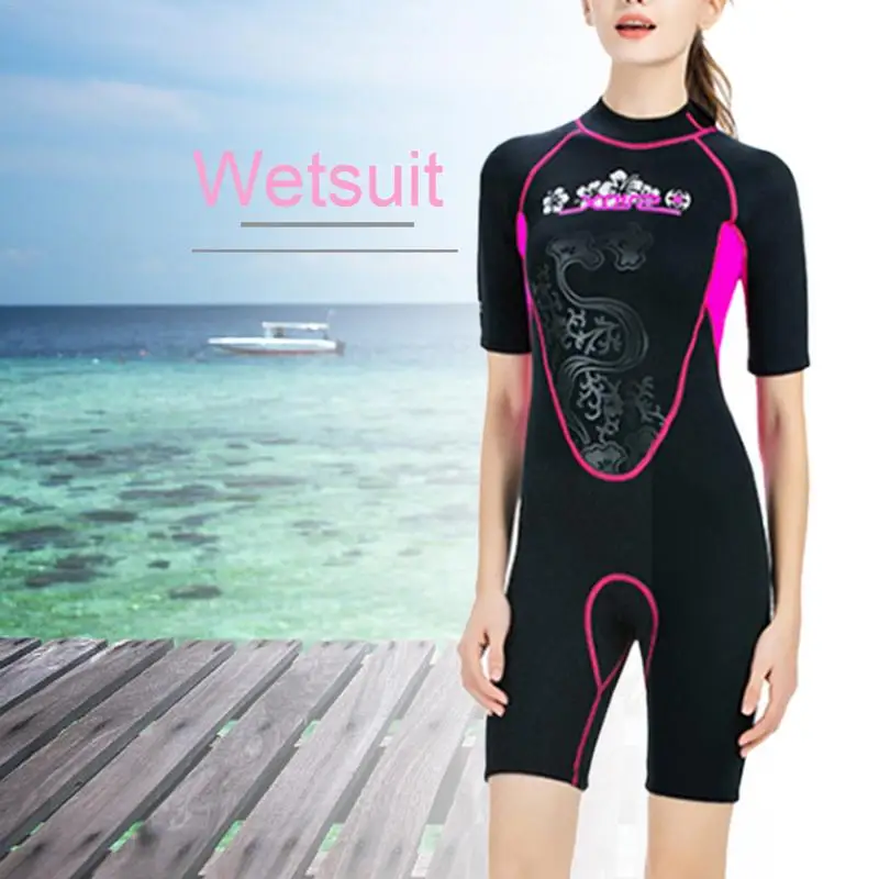 بذلة 3 مللي متر النيوبرين قليل تصفح بدلة غطس Fullbody ملابس السباحة واحد قطعة المرأة تصفح ملابس الغوص بدلة غطس قصيرة الأكمام