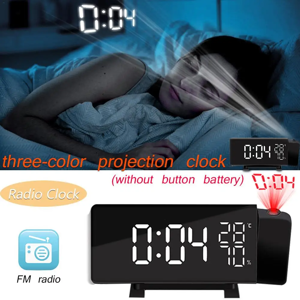 

TS-5210 New Three-color Projection Radio Clock LED Temperature And Humidity Display FM Radio With Alarm Clock