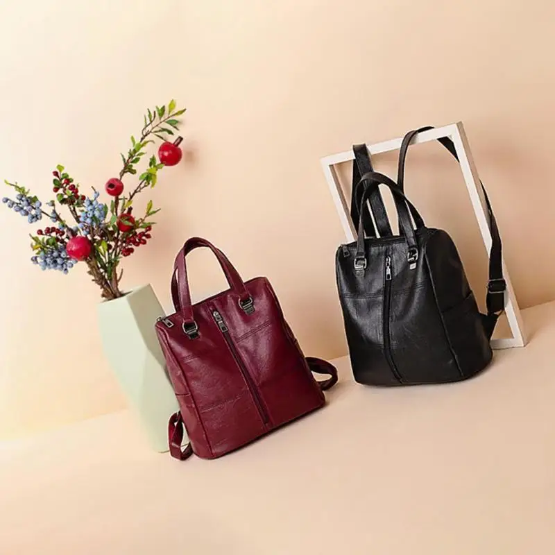 

Soft PU Leather Backpack Multi-function Women Knapsack Travel Shoulder Bags