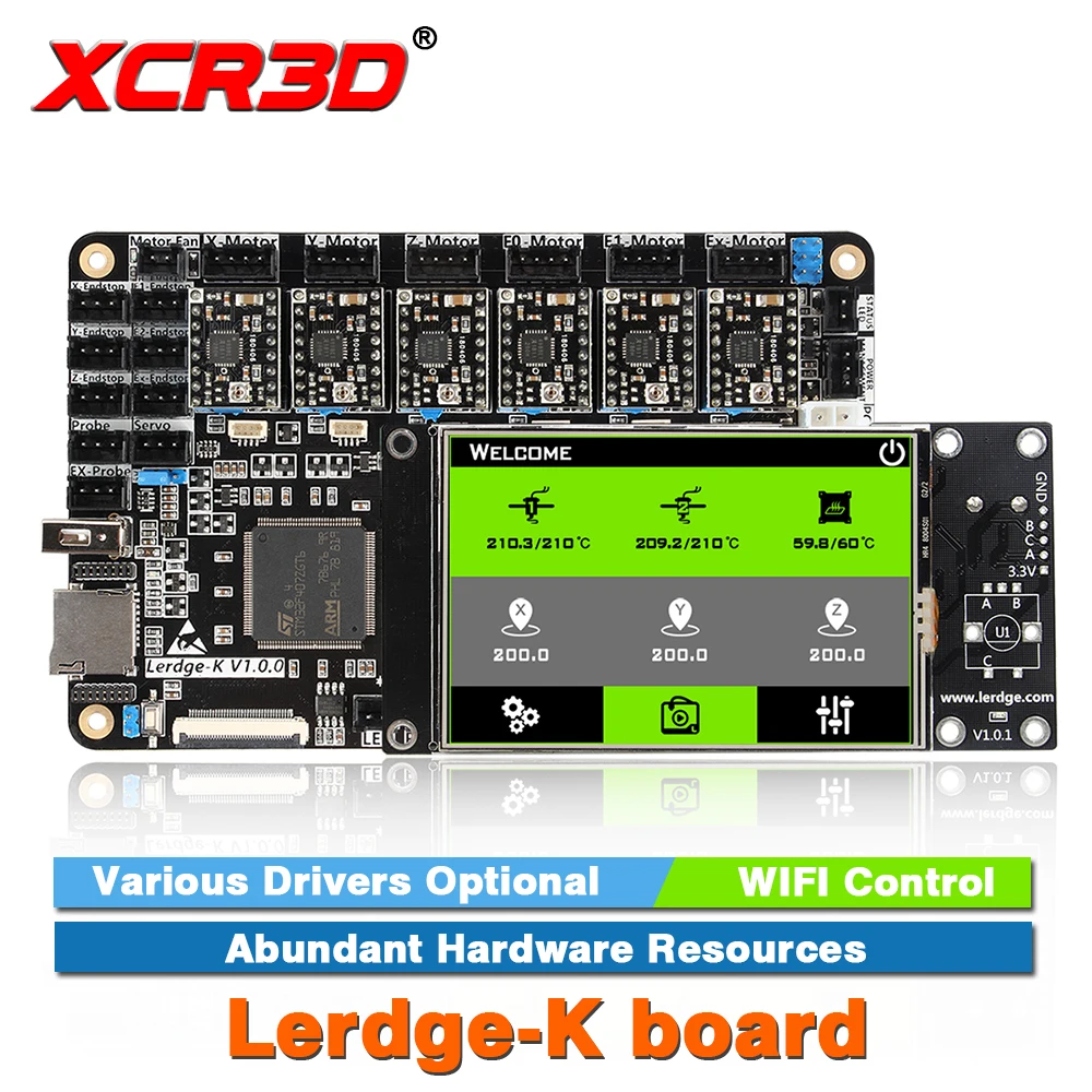 XCR3D части принтера Lerdge-K плата A4988 DRV8825 LV8729 TMC2208 драйверы дополнительно ARM 32 бит контроллер сенсорный экран материнская плата