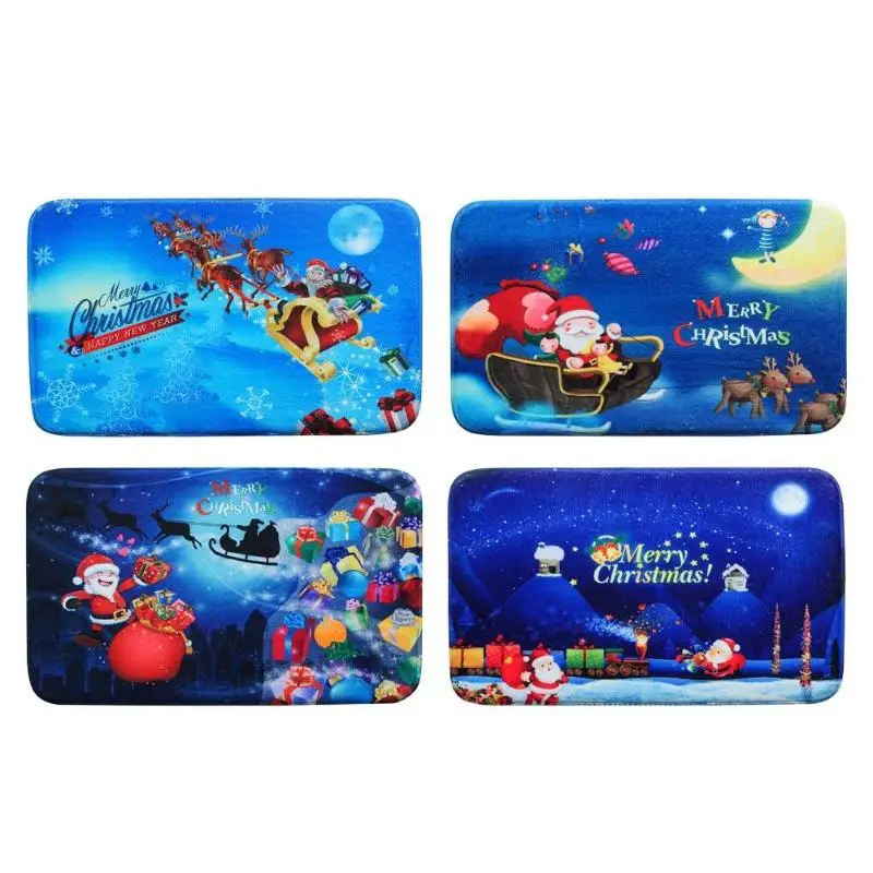 Merry Christmas Санта Клаус фланелевый ковер Противоскользящий домашний дверной коврик