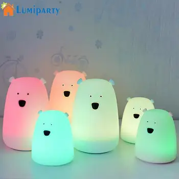 

Adeeing Bear Silicone Night Light Bedside Lamp Colorful Bear Light Children Nursery Night Lamp Bedroom Kid Light Gift