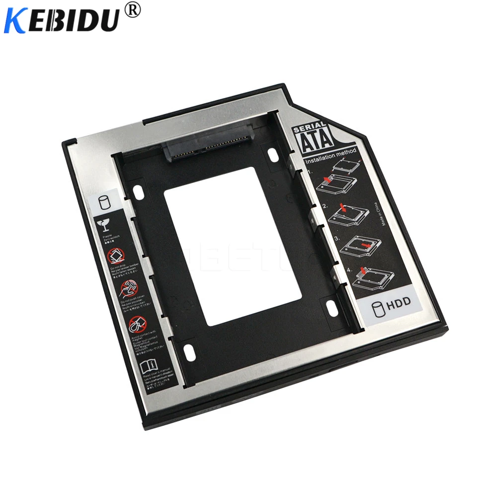 

KEBIDU 9.5mm Newest SATA to SATA 2nd HDD Caddy SSD Case Hard Disk Drive Enclosure Bay for Notebook ODD Optibay CD-Rom