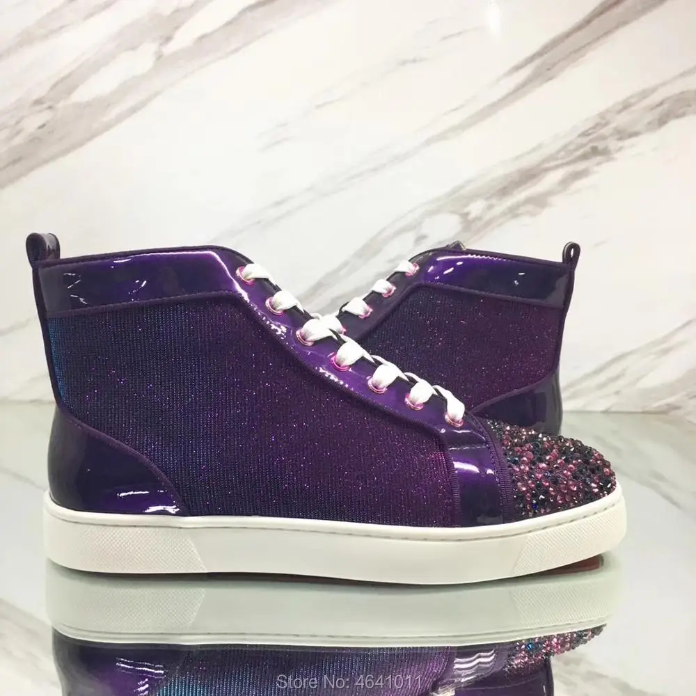 Loisirs Homme Chaussures Casual Strass Bas Pourpre Rouge Rivet Swarovski Sneakers Mocassins Avant Haute Violet Cl Plat Top Cuir En Pour Andgz qOUIIt