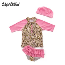 Леопардовый купальник для маленьких девочек, топы+ шорты, комплект бикини с оборками, летний кружевной пляжный купальный костюм принцессы для девочек 3-7 лет