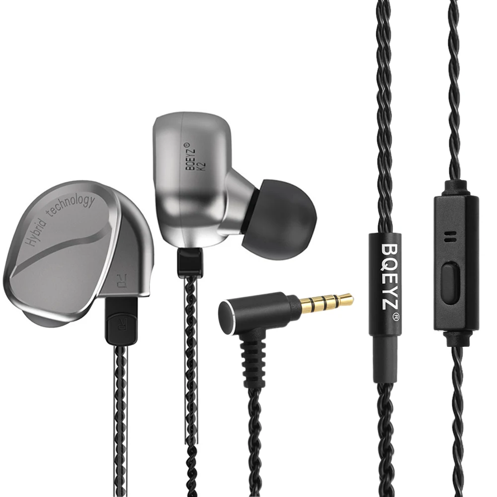BQEYZ K2 Проводные 3 5 мм DIY наушники 2BA + 2DD гибридные динамические HiFi с басами