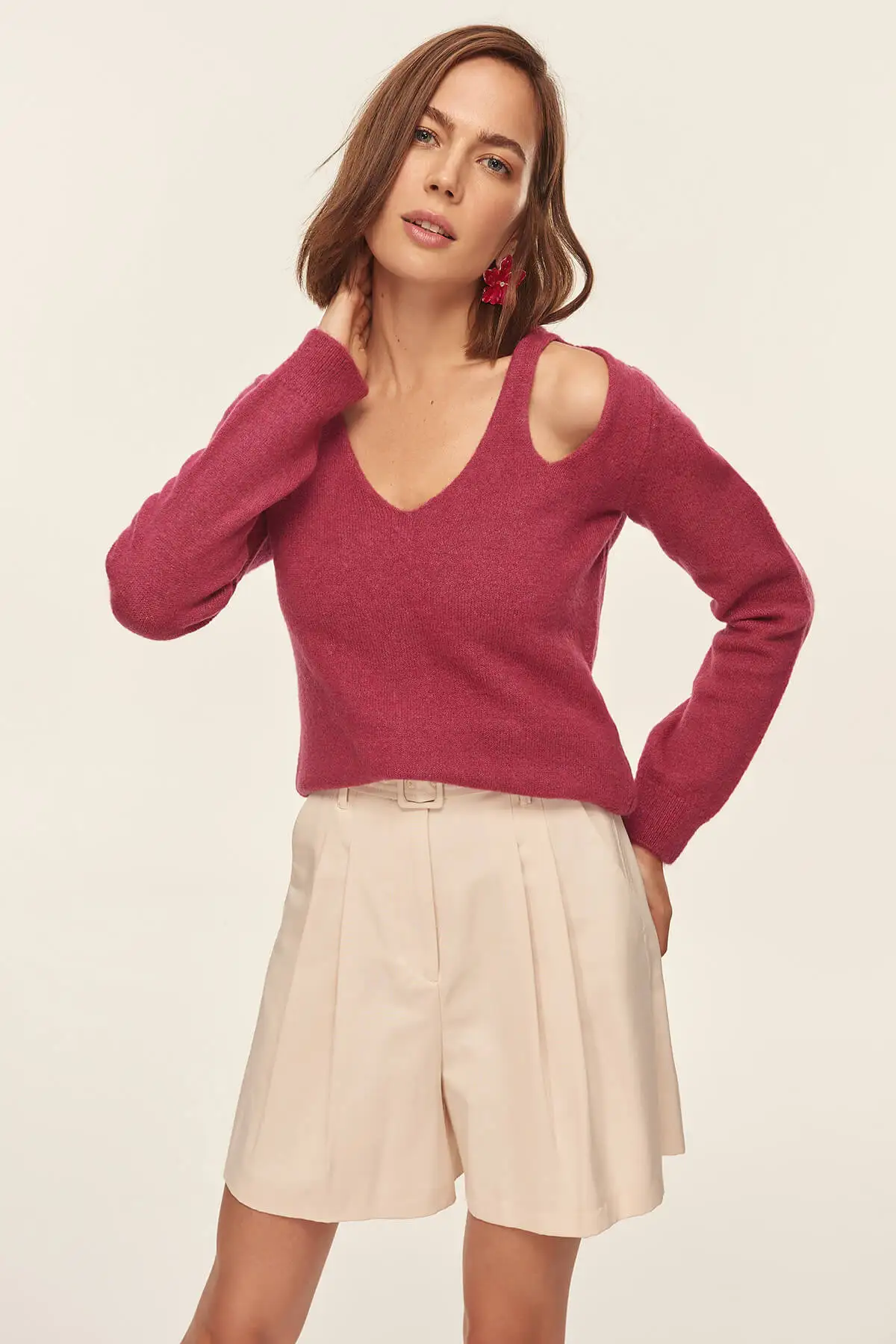 

Trendyol Fuchsia Shoulder Sweater Sweater Decolletage TOFAW19NV0031