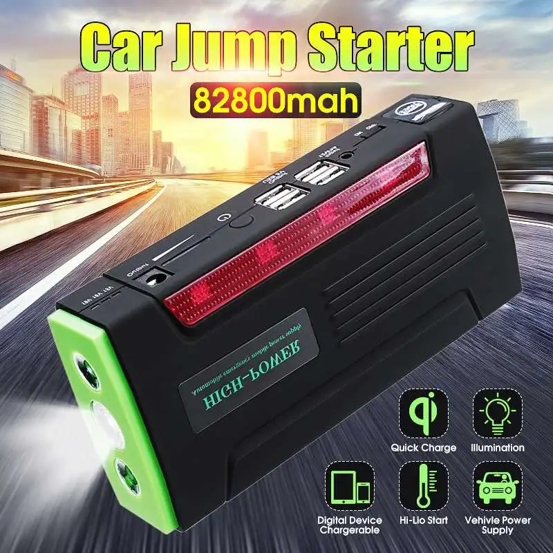 Autoleader Multi-Function Portable 12V Car Jump Starter 600APeak 82800mAh Battery Booster Power Bank For Car Charger 4 USB Port