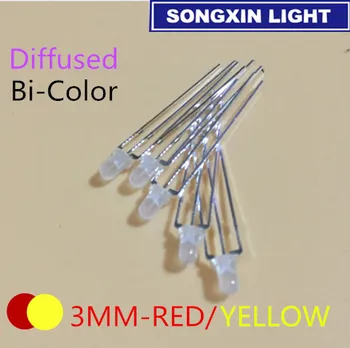 

100pcs LED 3mm Diffused Yellow And Red Common Cathode Common Anode 3 Pin Round 3 mm Bi-Color LED Light-Emitting Diode
