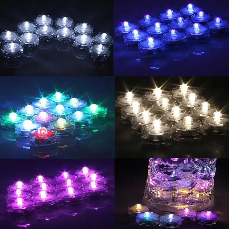 

1PC Waterproof Flameless Realistic LED Tealight Tea Candles Floral Submersible Lamp Light Wedding Party Christmas Decoration