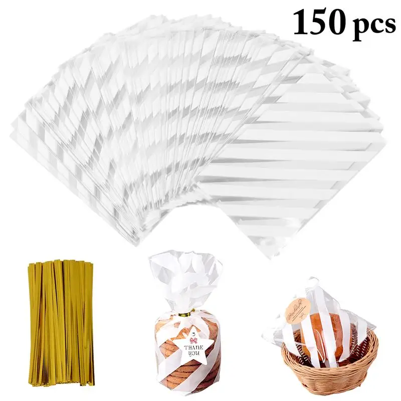 

100pcs Cute Cello Plastic Pack Candy Cookie Soap Packaging Bags Cupcake Wrapper Self Adhesive Sample Gift Bag with Twist Ties