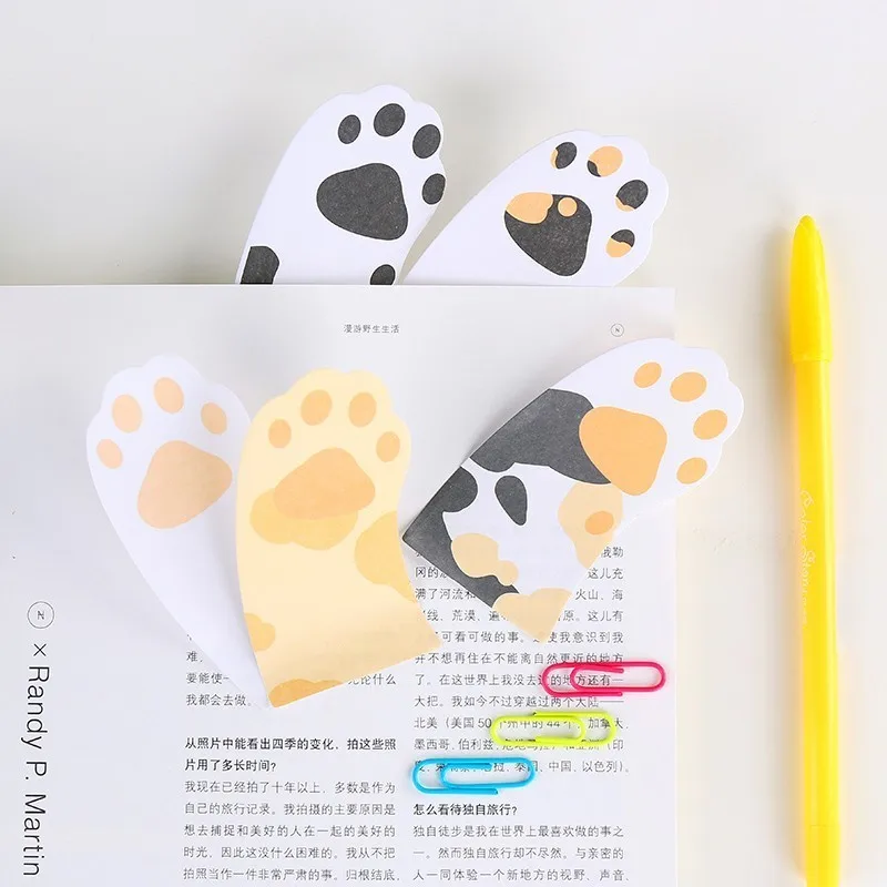 

NOVERTY Cat Claw Kawaii Memo Pad Sticky Notes Diary Planner Stickers Cute Notepad Decoration School Stationary Supplies 01901