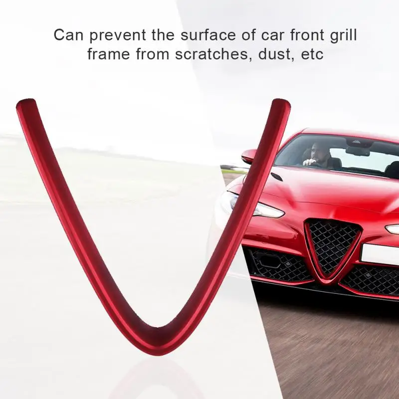 

Car Exterior Front Grill Protective Frame Cover Trim Red ABS Car Styling For Alfa Romeo Stelvio 2017 2018 2019