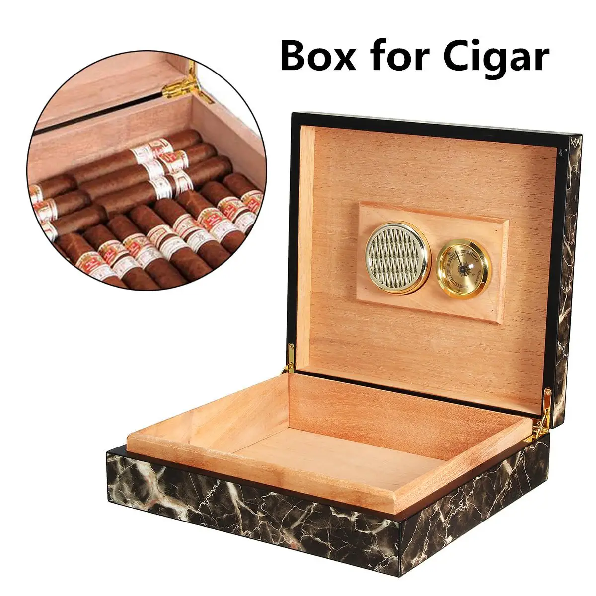 20 25 Cigars Black Portable Cedar Wood Cigar Case Wooden Cigar Storage