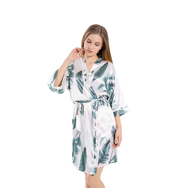 

Satin Robes With Fashion Design Printing S,m,l,xl, Xxl Sizes Home Bathrobe Supply Female Kimono Women's Robes