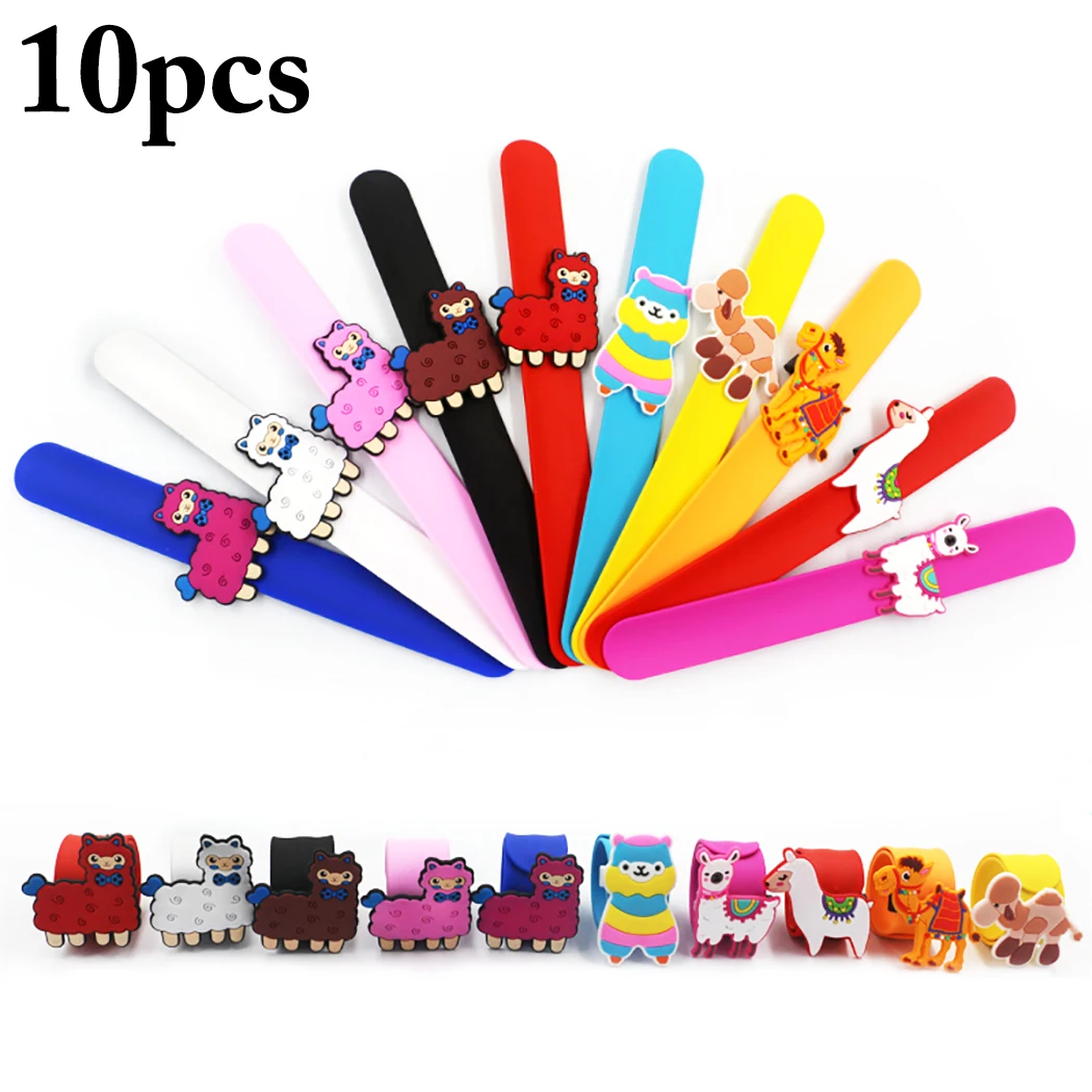 

10PCS Slap Bracelet Creative Alpaca Decor Slap Band Party Bracelet for Children