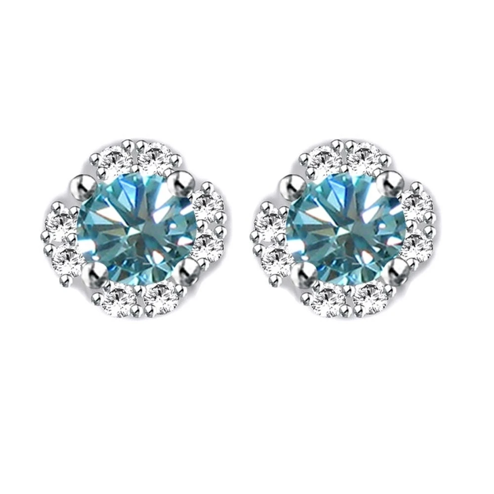 10 k White Gold 1 ct светло-голубой Муассанит цветок Halo Stud Earrings | Украшения и аксессуары