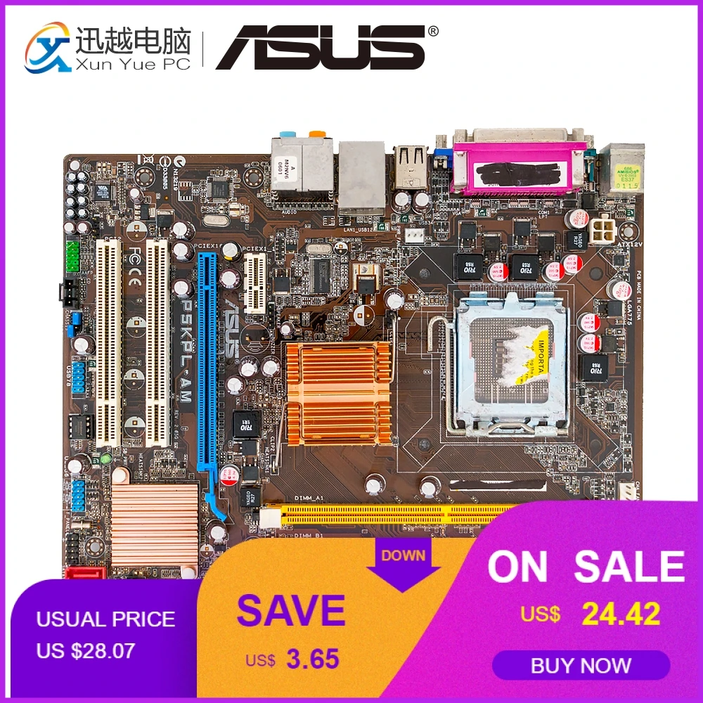 

Asus P5KPL-AM Desktop Motherboard G31 Socket LGA 775 DDR2 4G SATA2 USB2.0 VGA COM uATX