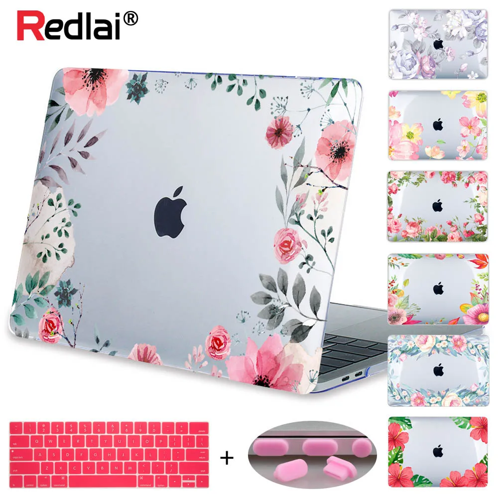 Redlai Case For Macbook New Pro 13 15 w/o Touch bar A1706 A1708 A1707 Laptop Case Air Pro Retina 12 13 15 Floral Print Hard Case Redlai Case For Macbook New Pro 13 15 w/o Touch bar A1706 A1708 A1707 Laptop Case Air Pro Retina 12 13 15 Floral Print Hard Case