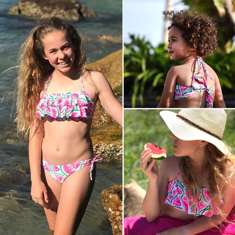 

Pudcoco Girl Set 3Y-8Y Kids Girls Halter Swimwear Swimsuit Briefs Bathing Suit Beachwear Tankini Set