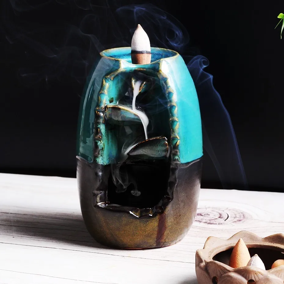New Backflow Incense Burner Ceramic Aromatherapy Furnace Lotus Smell Aromatic Home Office