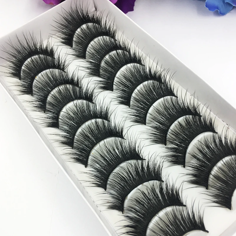

YOKPN 10 Pairs Thick False Eyelashes Performances Fake Eyelashes Full Handmade Black Stalk Cross Eyelashes Realistic Eye lashes
