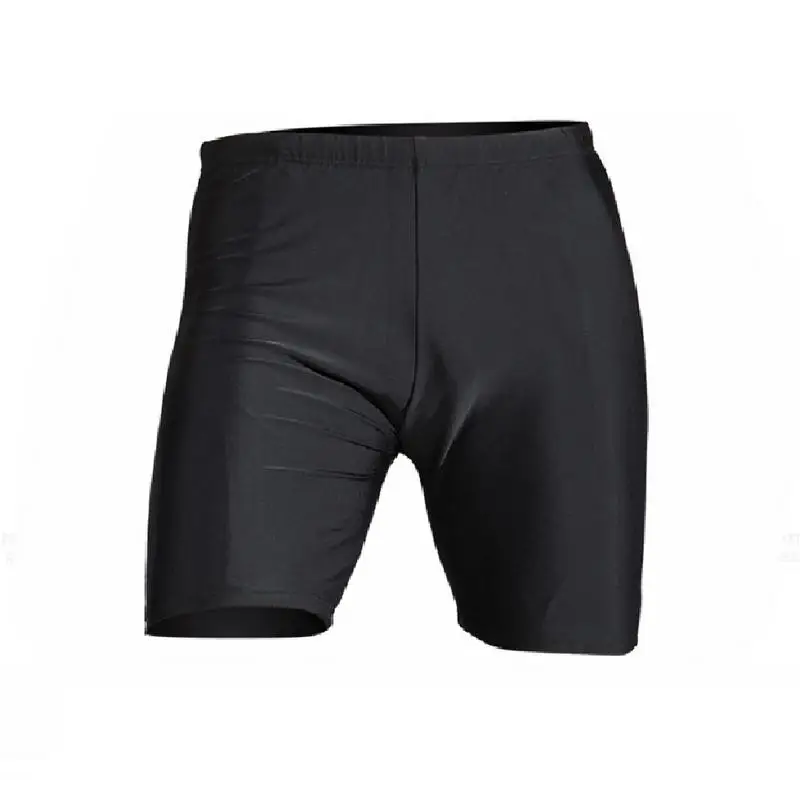 

Outdoor Black Quick Drying Swimming Trunks Pure Black Flat Angle Tight Beach Shorts For Men